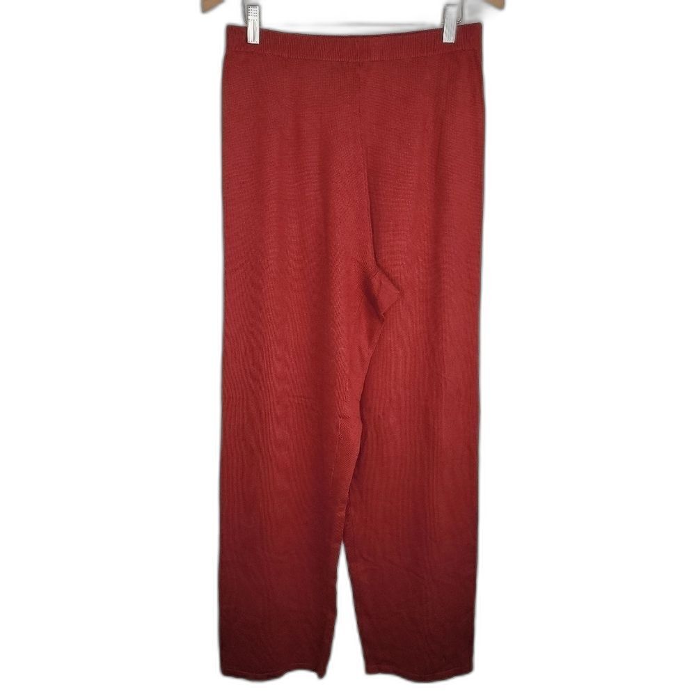 Comfort Chic silk & cashmere blend wide leg pants medium rust orange